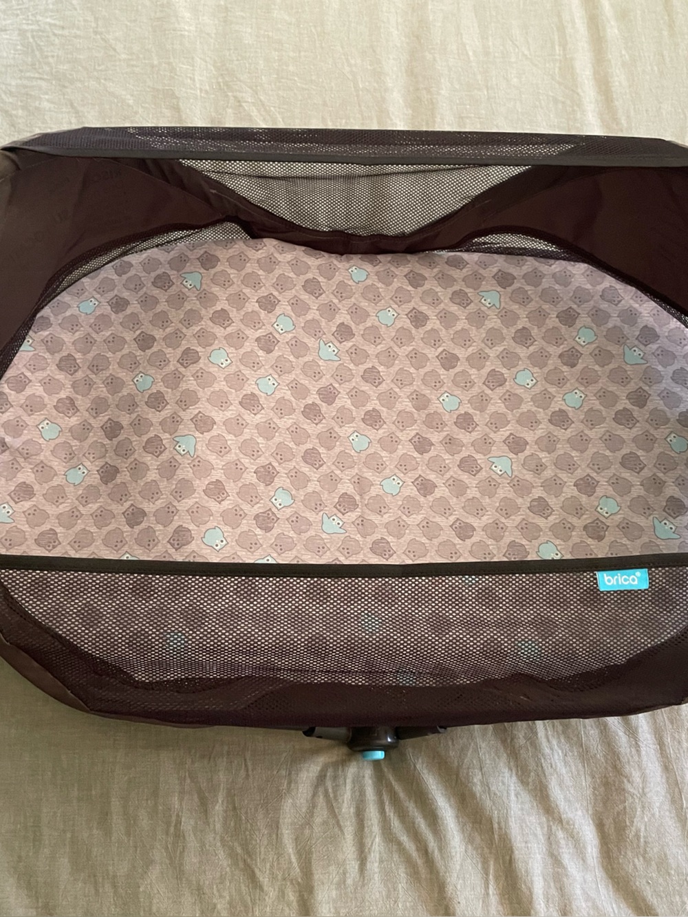 Brica Fold’N’Go Travel Bassinet- grey with Light Blue Accents